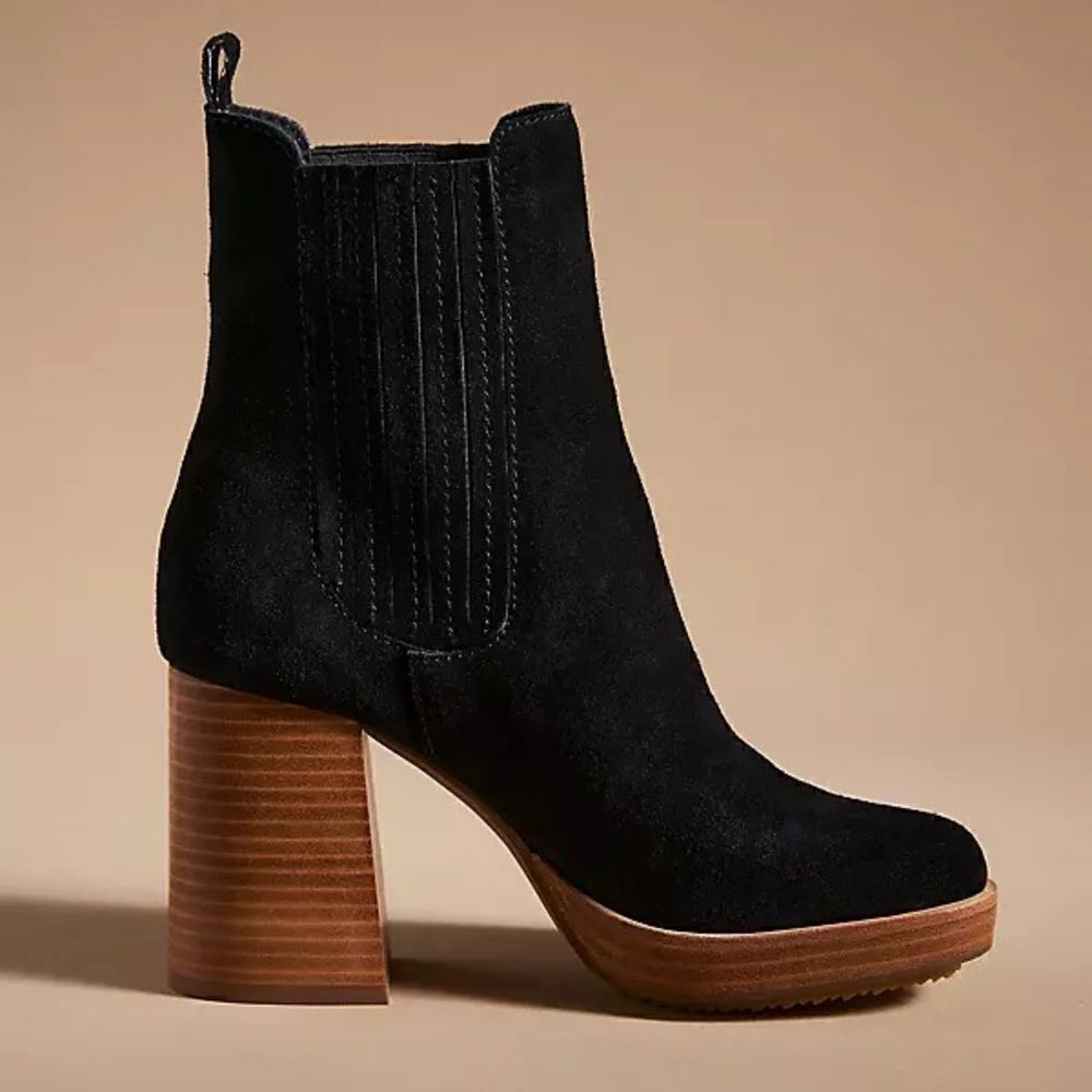 Kelsi Dagger Women Racer Black Suede Retro 90 Platform Round Boots size 7.5